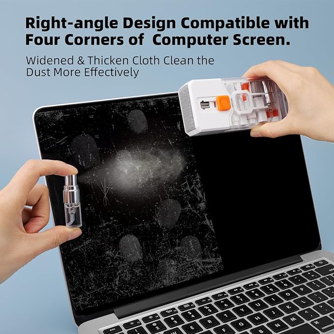Keyboard Cleaning Kit Laptop Cleaner, 10-in-1 Computer Screen Cleaning Brush Tool, Multi-Function PC Electronic Cleaner Kit Spray for iPad iPhone Pro, Earbuds, Camera Monitor, All-in-one with Patent