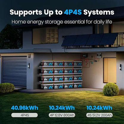 12V 200AH Bluetooth LiFePO4 Lithium Battery with Self-Heating, Built-in 200A BMS, Supports Low Temp Charging(-4°F), 5000+ Cycles, Perfect for RV/Camper, Solar, and Off-Grid Applications, etc.