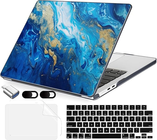 Compatible with MacBook Air 15 inch Case, M4 A3241/M3 A3114/M2 A2941 (Released 2025 to 2023), Hard Shell, Keyboard Cover, Screen Protector, Webcam Cover & Type-C Adapter, Oceans