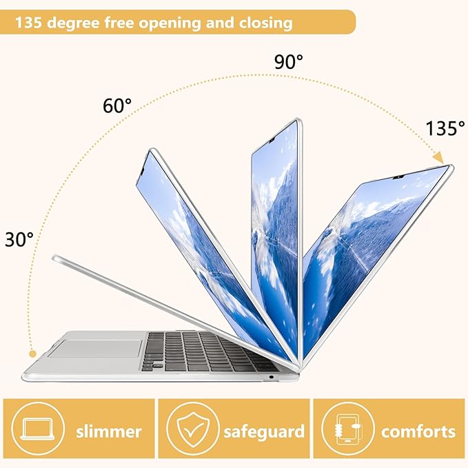 Compatible with MacBook Air 13.6 inch Case, M4 A3240/M3 A3113/M2 A2681 (Released 2025 to 2022), Hard Shell, Keyboard Cover, Screen Protector, Webcam Cover & Type-C Adapter, Colored Flowers