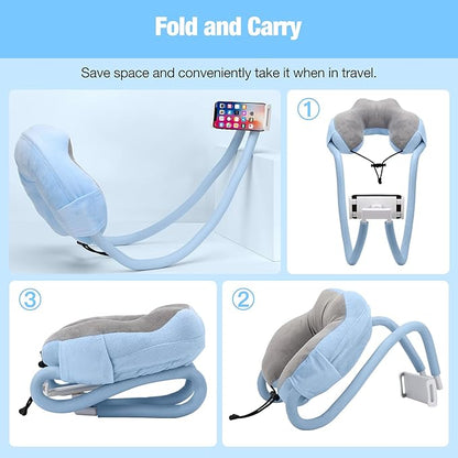 Moko Neck Phone Holder, Lazy Gooseneck Phone Pillow Holder Bracket,360°Rotation Universal Mobile Phone Tablet Stand for 4"-11" Devices, fits iPhone 12/12 Pro Max, Galaxy S21,iPad Air/Pro 11, Blue
