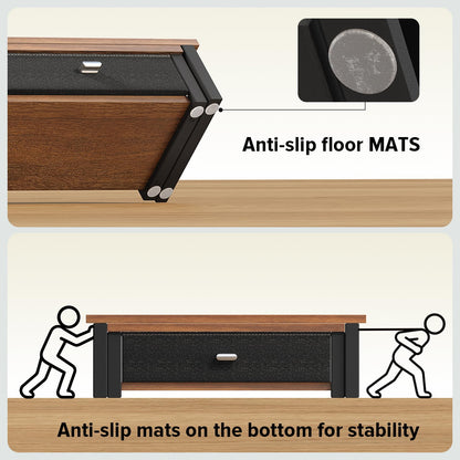 WOHOMO Dual Monitor Stand Riser with Drawers, Desk Organizers for 2 Monitors, Desktop Storage Stand for Computer,Laptop,Walnut
