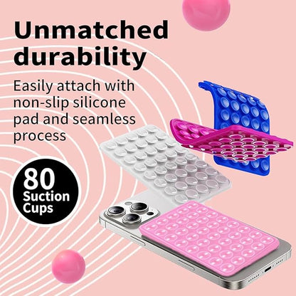 Octo Cup Buddy Sticky Grip Holder for Silicone Cellphone, Silicone Suction Cup Phone Case Mount Double Sided, Hands-Free Phone Accessories Strong Grip Holder for Selfie and Video (Pink)