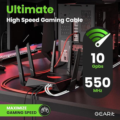 GearIT Cat 6 Ethernet Cable (100-Pack 2 Feet) Cat6 Network Patch, 10Gbps, RJ45, Snagless Cord, Gold-Plated Connectors, Internet for PC, TV, Tablet, Router, Printer, Servers, IT Data Center - Red