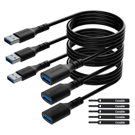 USB 3.0 Extension Cable 4FT (3-Pack), USB-A Extender Male to Female Cord
