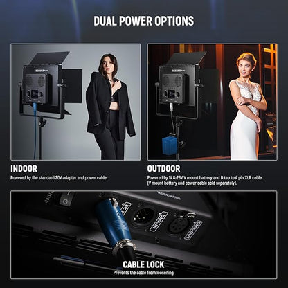 NEEWER Bi Color LED Panel Video Light APP/2.4G/DMX Control, 60W 26600Lux/0.5m 2500K-8500K 13 Scenes V Battery Powered, Lighting for Studio Photography Outdoor Photo Recording Makeup Streaming, PL60B