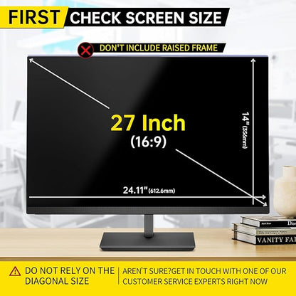 〔2-Pack〕 27 Inch Computer Privacy Screen Filter for 16:9 Monitor, Anti-Blue Light, Anti-UV Blue Light Blocking Removable Privacy Protector Shield, Hanging Type