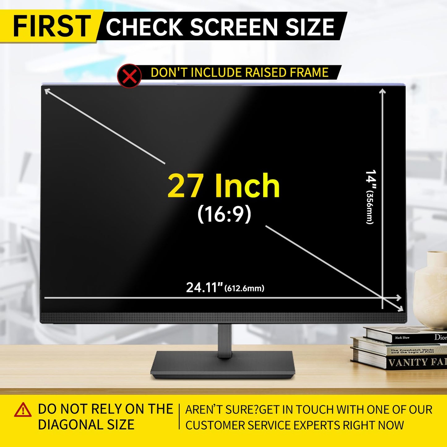 DEJIMAX 27 Inch Computer Privacy Screen for 16:9 Computer Monitor, Anti-Blue Light Monitor Privacy Screen Filter, Anti-UV Computer Shield, Hanging Type