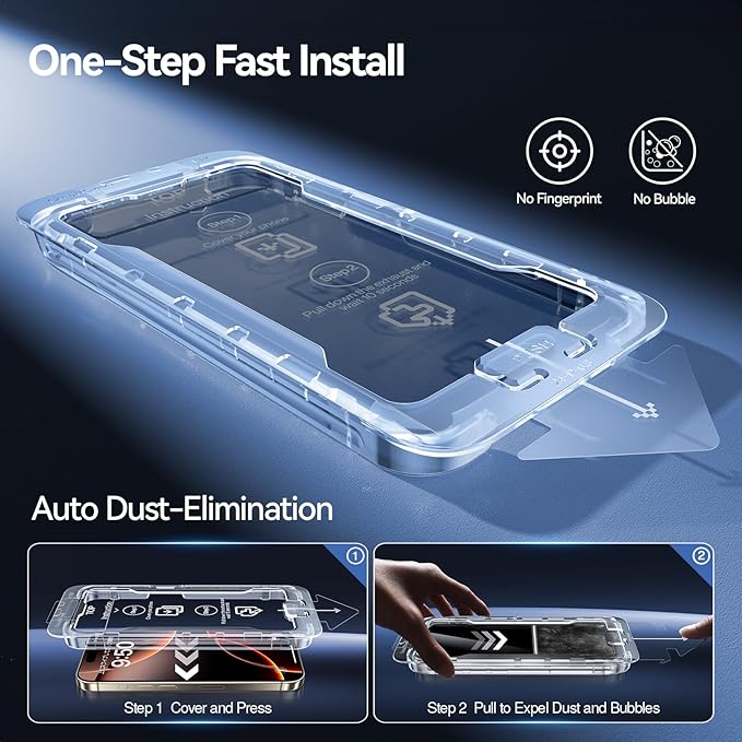 SMARTDEVIL 2PACK Privacy Screen Protector for iPhone 16 Pro Max Shatterproof Tempered Glass [True 28°Anti Spy] [9H Hardness] [Auto Dust-Elimination Install] [Bubble Free]