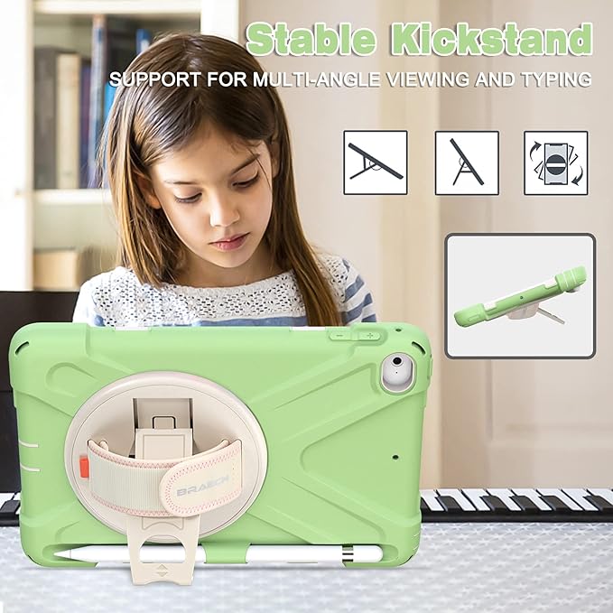 BRAECN iPad mini 5 Case,iPad mini 4 Case, Heavy Duty Shockproof Protective Rugged Case with Pencil Holder,Hand Strap,Kickstand, Shoulder Strap for iPad mini 5th/4th Generation 7.9 Inch for Kids