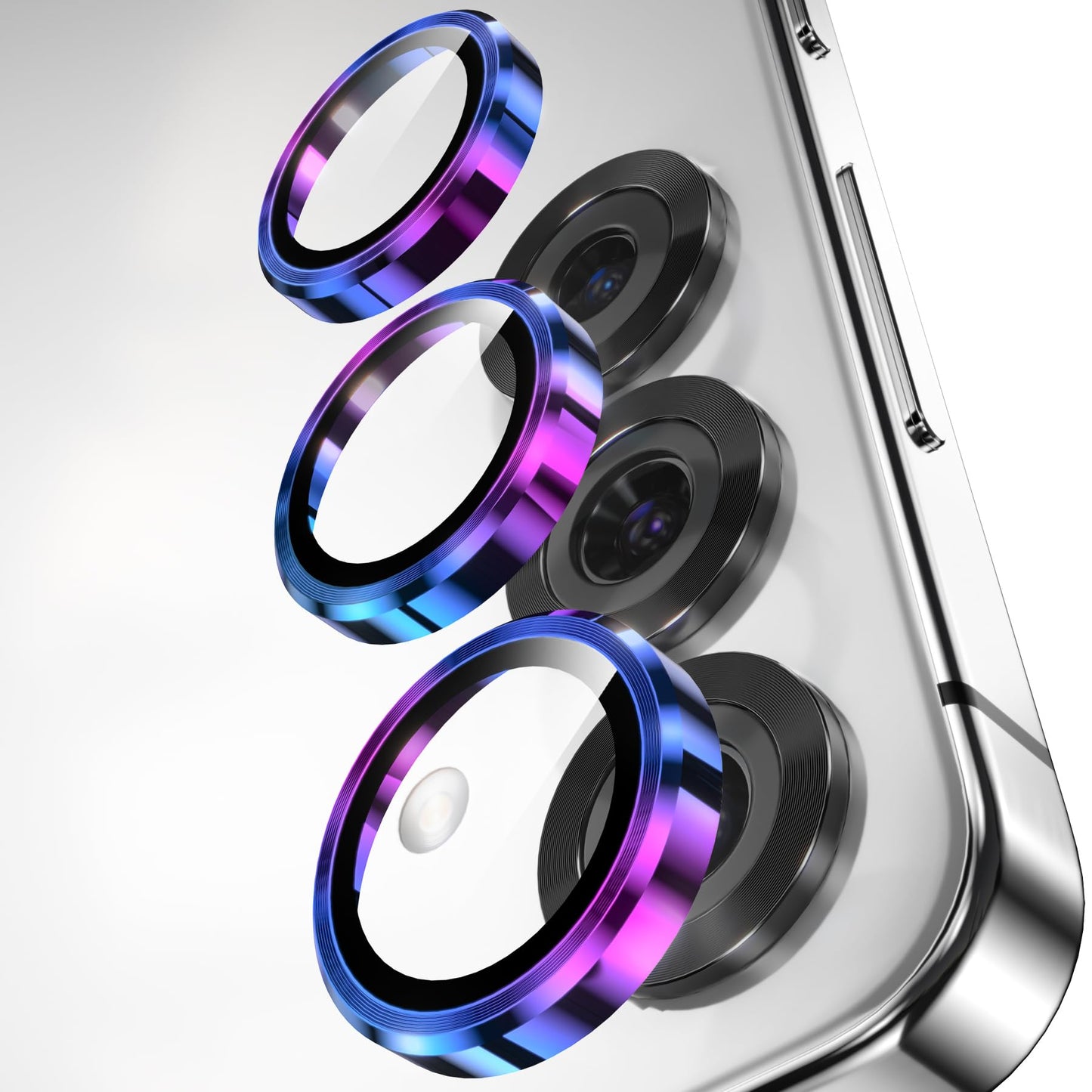 YWXTW Camera Lens Protector for Samsung Galaxy S25 Accessories [1:1 Fit & Ultra Clarity] 9H Tempered Glass Metal Individual Ring Camera Cover Screen Protector for S25, Case Friendly (Multi-Coloured)
