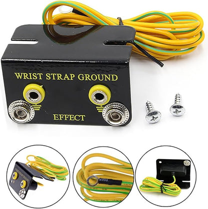 ESD Wrist Strap Grounding Kit with 5.74ft Terminal Cable & Anti-Static Socket Connector - Durable Anodized Aluminum - Static Protection for Electronics (2-Port(4Pack))