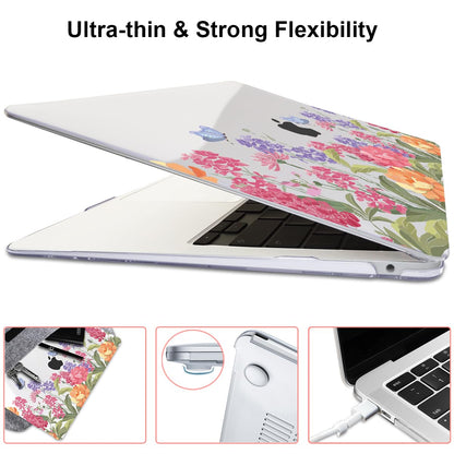 LCMOCICO for MacBook Pro 13 Inch Case 2022 2021 2020 Release A2338 M2 M1 A2251 A2289, Plastic Hard Shell Case for MacBook Pro 13.3 inch with Touch Bar & Touch ID, Pink & Purple Flowers
