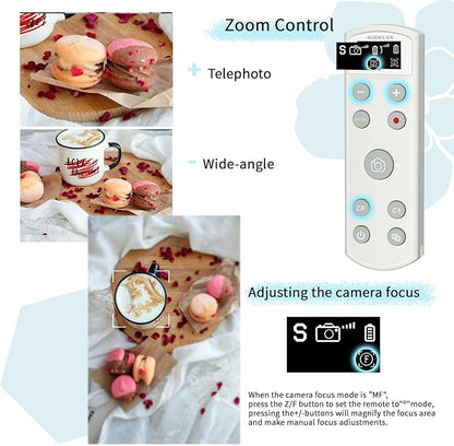 Remote Control for Sony Camera,USB-C Rechargeable Wireless Shutter Release with OLED Screen for ZV-1, ZV-E10,ZV-1F, A6100, A6400, A6700,A7IV,RX100 VII,A9,A9 II,Replace RMT-P1BT (White)