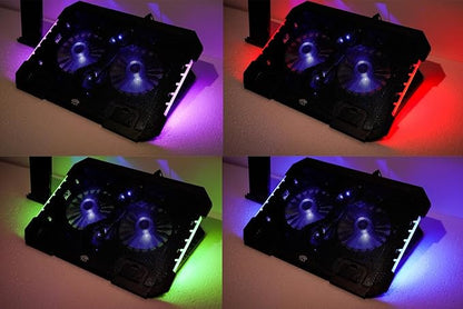 RGB Gaming Laptop Cooling Pad 17-12Inch 4Fans (Customized RGB Sidelight with Switch,Laptop Fan Speed Adjustable,5 Heights Adjustment with Phone Holder)Fit Apple MacBook Laptop Fan Cooling Pad