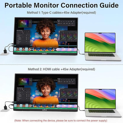 Innoview 23.8” 4K Large Portable Monitor, UHD (3840*2160) 100%sRGB IPS Speakers USB-C HDMI Work Home Second Monitor W/180°Adjustable Stand for Laptop, Desktop, Macbook, Phones, Tablet, PS5/4, Switch