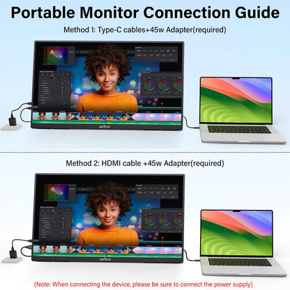 Innoview 23.8” 4K Large Portable Monitor, UHD (3840*2160) 100%sRGB IPS Speakers USB-C HDMI Work Home Second Monitor W/180°Adjustable Stand for Laptop, Desktop, Macbook, Phones, Tablet, PS5/4, Switch