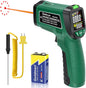 Infrared Thermometer for Cooking, Gedaye Surface Laser Temperature Gun with Laser Pointer 13:1, Metal Probe, Adjustable Emissivity, -58℉ to 1562℉, Thermal Thermometer Gun for Pizza Oven Engine HVAC