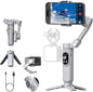 Gimbal Stabilizer for Smartphone with Face/Object Tracking for iPhone 15 14 Pro Max Android,3-Axis Foldable Phone Gimbal w/Built-in Light,1/4 Threads for TikTok YouTube Vlogging(Smart X Grey)
