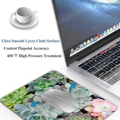 Cute Succulents Mouse Pad, Kawaii Succulent Mouse Pad for Women, Anti-Slip Rubber Base Wireless Mouse Pads for Laptop