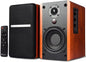 SINGING WOOD BT25 (2024 Version) Bluetooth Active Bookshelf Speakers for with Optical Aux inputs Subwoofer Line Out for PC, TVs, Turntable, Wooden Enclosure,80W - Cherry Wood