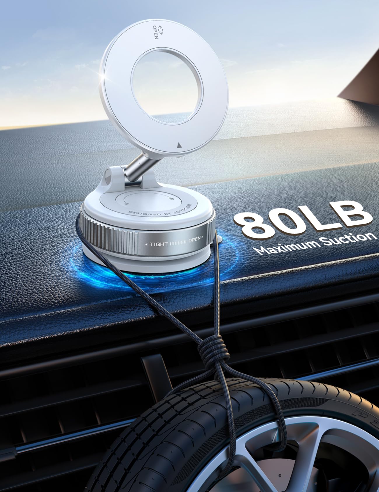 JOYROOM Vacuum Magnetic Car Phone Holder, Strongest Suction Cup 360° Adjustable Magsafe Car Phone Mount, Foldable Cell Phone Holders for Your Car for iPhone 16 Pro Max 15 14 13 12 Plus/Android