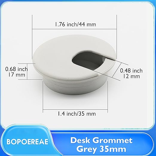 Desk Grommet 1-3/8" (35 mm), Desk Cord Hole Cover, Cable Grommet ABS Plastic, Desk Hole Grommet for Office and Home Table Cable, Detachable Cable Cord Organizer (Light Grey 4 Pcs)