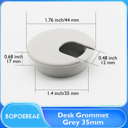 BOPOREAE Desk Grommet 1-3/8" (35 mm), Desk Cord Hole Cover, Cable Grommet ABS Plastic, Desk Hole Grommet for Office and Home Table Cable, Detachable Cable Cord Organizer (Light Grey 8 Pcs)
