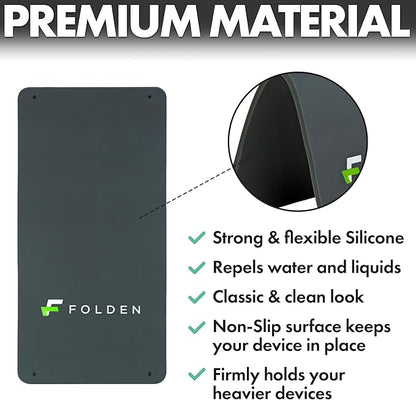 Folden Airplane Phone Holder, Flexible Tablet and Cell Phone Holder, Folding Cellphone Stand for Desk, Bed, Office, Treadmill - Airplane Accessories Long Flight Travel - Plane Essentials (Silicone)