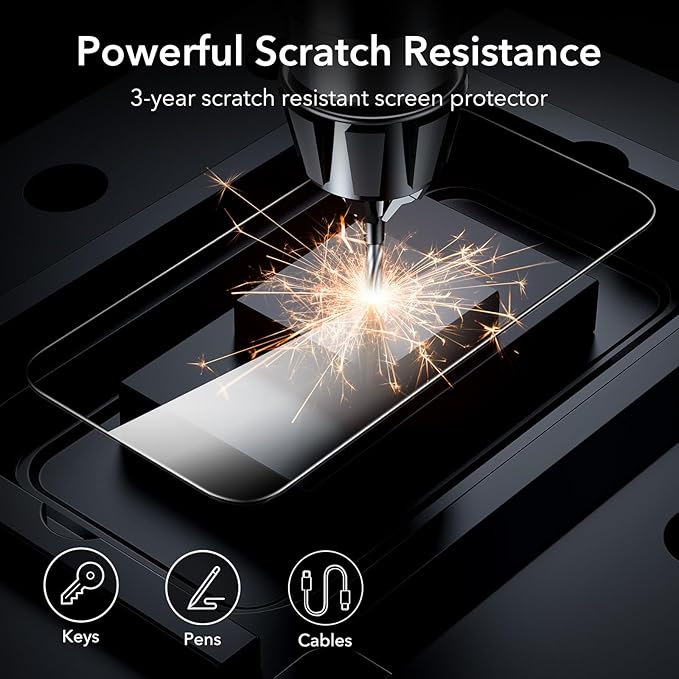 ESR 3 Pack for iPhone 15 Pro Screen Protector, [9H Hardness] [Military Grade Shatterproof] Full Coverage Tempered Glass Film with Easy Installation Tool