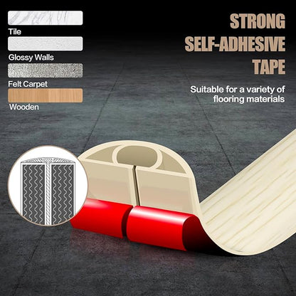 Floor Cord Cover Self Adhesive Cord Hider,10FT Cable Management, Extension Strip Protector for Wires, Prevent Cable Trips for Offices, Gyms, Exhibitions Cavity:0.51"(W) x 0.3"(H) Yellow Wood