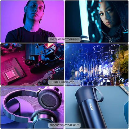 RGB Photography Light Wand Stick, 360° Full Color Portable LED Lighting Wand Handheld 5000mAh Rechargeable Battery & Magnet with 27"-80" Tripod Stand-2 Pack