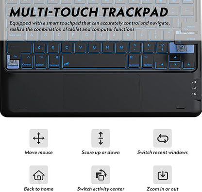 Keyboard Case for iPad Pro 12.9 Inch 2017/2015 (1st & 2nd Generation), 7 Color Backlit, Multi-Touch Trackpad, Detachable Wireless with Pencil Holder Stand Folio Keyboard Cover, Black