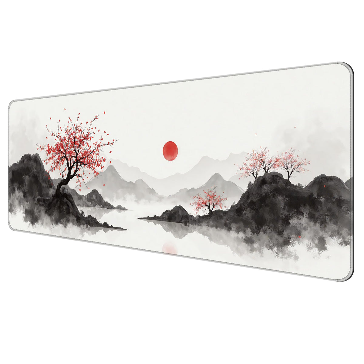 Dynippy Large Thin Mouse Pad with Stitched Edges, Black White Marble