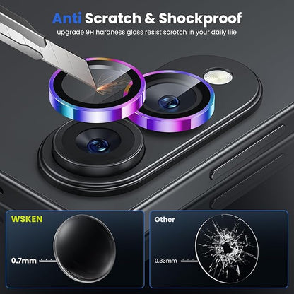 WSKEN for Samsung Galaxy S25 Edge Camera Lens Protector - Edge Thin Case Friendly, 9H Shatterproof Tempered Glass with Aluminum Metal Circle Camera Screen Protector Cover Accessories, Colorful