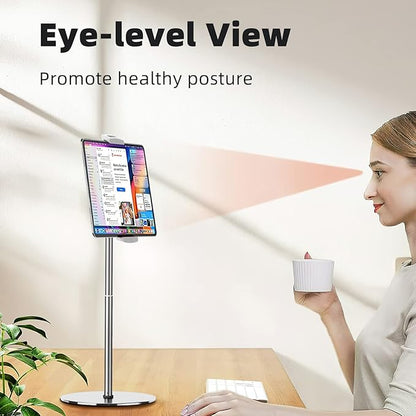 OATSBASF Heavy-Duty Tablet Floor Stand - 66.1" Height-Adjustable, Overhead Bed Phone/Tablet Holder, Fits 4.7-12.9" iPad Pro/Air/Mini, Kindle & Cell Phones