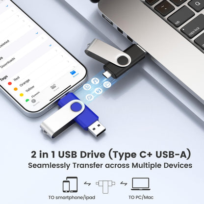 ABLAZE 8GB USB C Flash Drive 10 Pack, OTG USB 2.0+Type C Memory Stick