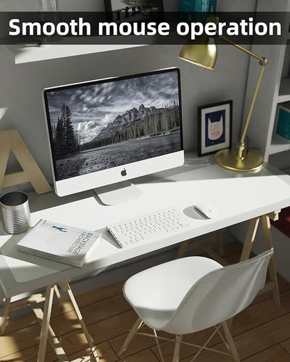 Leather Desk Pad Protector, Large Desk Mat, Mouse Pad, Non-Slip PU Leather Desk Blotter,Desk Cover mat,Desk mat for Keyboard and Mouse,Mat for Office&Home (White, 48" x 17")