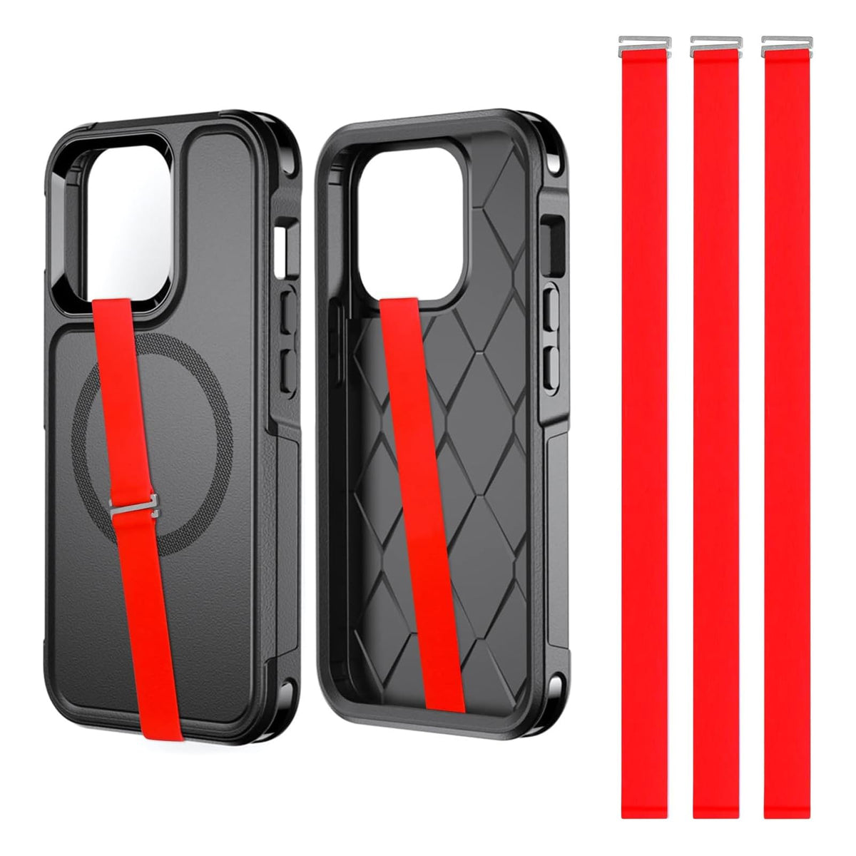 TEAMOLA Silicone Phone Grip Strap, Anti-Slip Phone Hand Holder Black 210