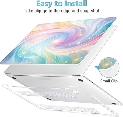 Mektron Case for MacBook Pro 16 Inch A2141 Cover 2019 Release 16" with Liquid Retina Display/Touch ID, Plastic Hard Shell with Keyboard Skin & Screen Protector & Dust Plug, Colors Swirls