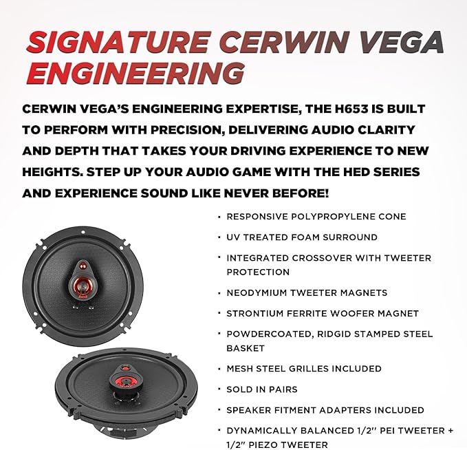CERWIN-VEGA! HED 2025 Edition – 6.5” 3-Way Coaxial Full Range Speaker System - H653