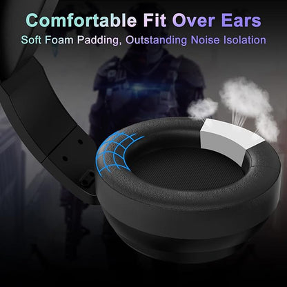 Jeecoo V20U USB Pro Gaming Headset for PC - 7.1 Surround Sound Headphones with Noise Cancelling Microphone- Memory Foam Ear Pads for Laptop Computers