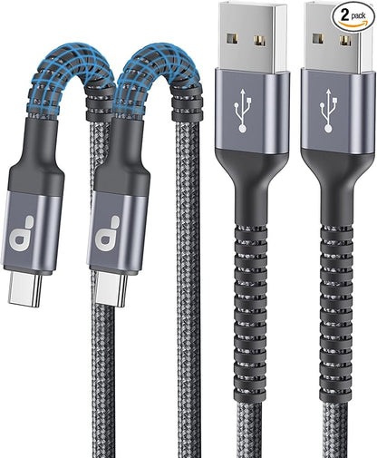 USB C Cable 10FT, 2Pack Long USB A to USB C Charger Cables, iPhone USBC Cable 3A Fast Charging Upgraded Extra Durable Braided USBC Cord Compatible with iPhone 16 15 Pro Max/Samsung Galaxy S23 and More