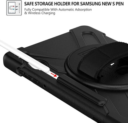 BRAECN for Galaxy Tab S6 Case,[Support S Pen Wireless Charging] Heavy Duty Shockproof Case with Pen Holder,Hand Strap,Shoulder Strap,Kickstand for Galaxy Tab S6 10.5 2019 SM-T860/T865/T867-Black