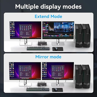 HDMI KVM Switch 2 Monitors 2 Computers 4K60Hz Dual Monitor KVM Switches for Dual PC or Laptops Share 1 Set of Keyboard Mouse Printer Wired Controller and 12V 1A DC Adapter Included