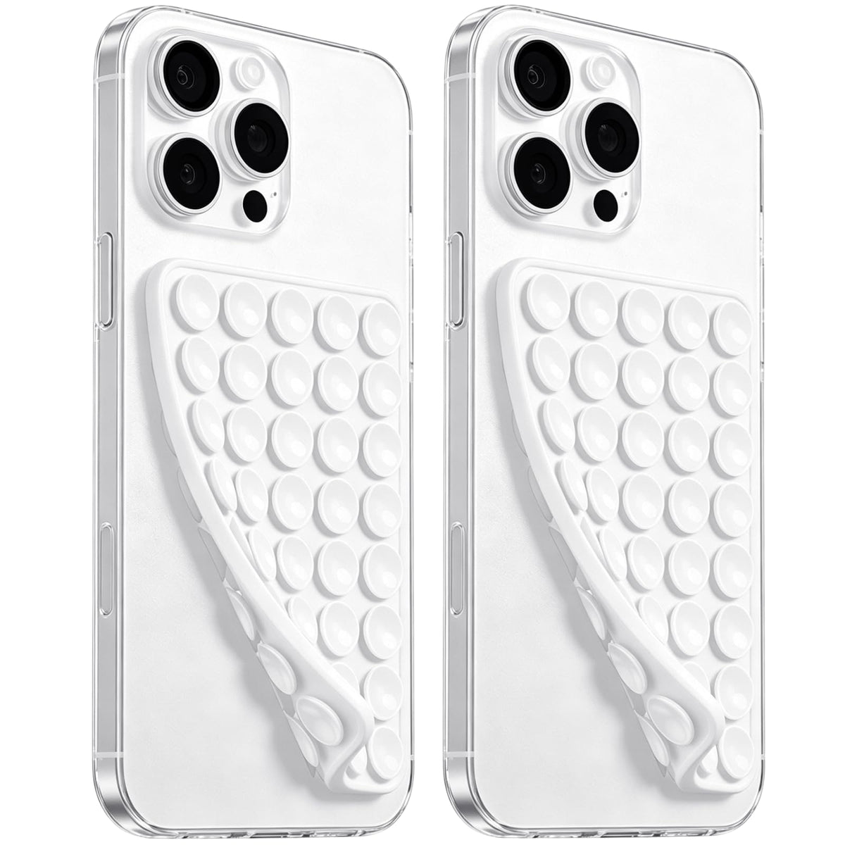 LvShuLiangPin Anteel 2 Pack Silicone Suction Cup Phone Case Mount Double Sided, Hands-Free Strong Grip Silicon Phone Holder, Non Slip Phone Accessories for Selfies and Videos (Black)