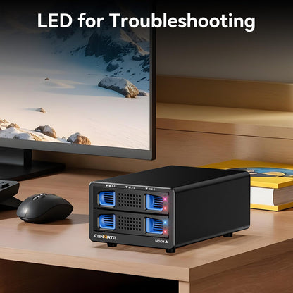 CENMATE Hybrid 2.5/3.5" SATA HDD/SSD+3* M / B+M Key M.2 NVMe Enclosure with Cooling Fan and USB A/C 3.2 Gen 2 (10Gbps), Hard Drive Enclosure Support 46TB(22TB HDD+3*8TB 2230/2242/2260/2280/22110 SSDs)