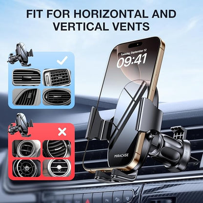 miracase Upgraded-2nd Generation Universal Phone Holders for Your Car, Hands Free Air Vent Car Phone Holder Mount Compatible with iPhone 16/15/14/13/12/11 Series and All Phones