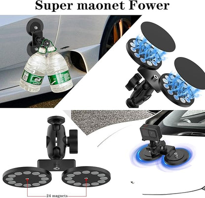 Taisioner Magnetic Car Mount Camera Mount for Insta360 x5/x4/x3/x2 Go 2/3 Car Body Outside with 360°Rotation Ball Head Compatible with Gopro,360 Max,Insta 360,DJI osmo,Akaso Aciton Camera