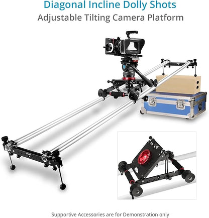Proaim Fusion Video/Film Camera Dolly Slider with Track Ends. Runs on Tracks & Flat Surfaces. Payload up to 45.3kg /100lb. (DL-FUSN-01)